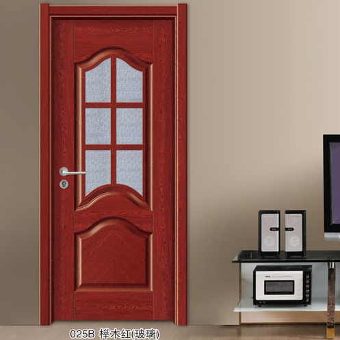 玻璃板 雕刻门板LX-025B榉木红玻璃